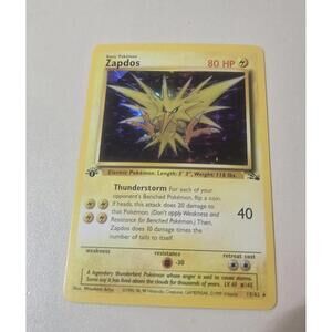 Zapdos Holofoil Pokemon Card 80 HP Fossil 1st Edition 15/62
